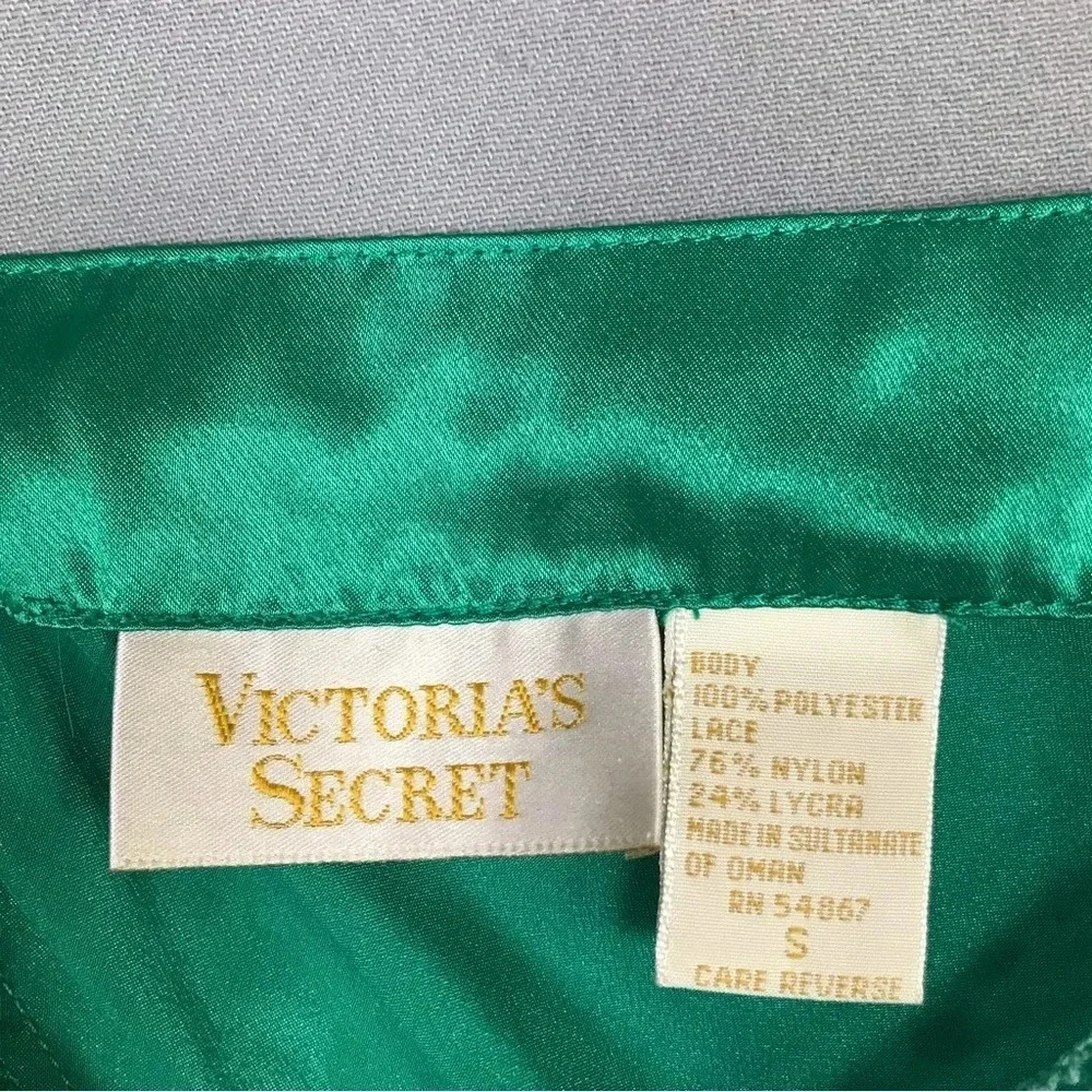 Victoria’s Secret VINTAGE GOLD LABEL Satin Lace Maxi Slip Dress Size Small Green - Picture 10 of 16